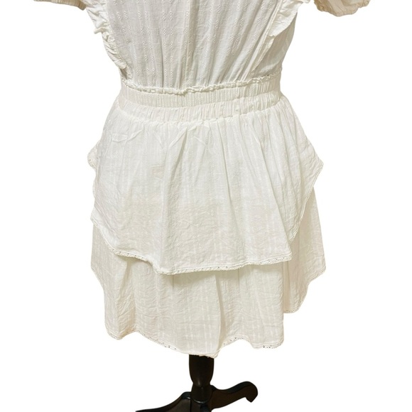 The Post White Ruffle Lace Trim Mini Dress Women’s Small Cotton Rayon - Picture 8 of 14